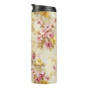 Vintage-Wasserfarben-Blumenmuster Thermosbecher