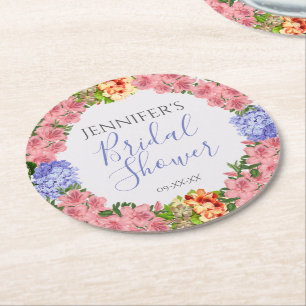 Vintage-Wasserfarben-Blumenrahmen-Junggesellinnen- Runder Pappuntersetzer