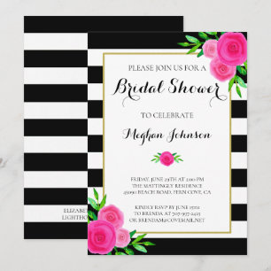 Vintage-Wasserfarben-Blumenstreifen-Brautparty Einladung