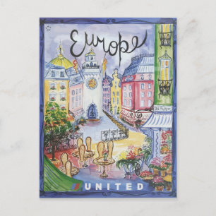 Vintage-Wasserfarben-Europareiseplakat Postkarte
