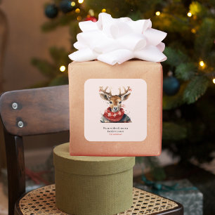 Vintage Wasserfarben Frohe Weihnachten Quadratischer Aufkleber