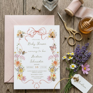 Vintage-Wasserfarben-Mommy-to-Bee-Baby-Party  Einladung