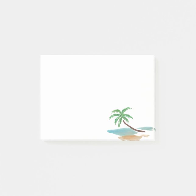Vintage Wasserfarben Sommerpalmen Post-it Klebezettel (Vorderseite)
