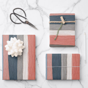 Vintage-Wasserfarben-Streifenmuster  Geschenkpapier Set