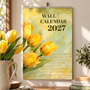 Vintage-Wasserfarben-Tulpen 2027 Floral-Wandkalend Kalender