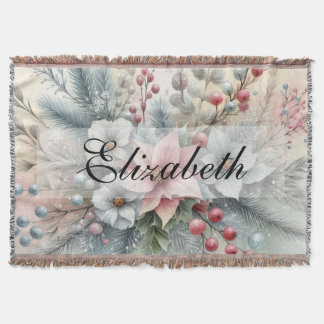 Vintage Wasserfarben Weihnachtsblumen und Ornament Decke