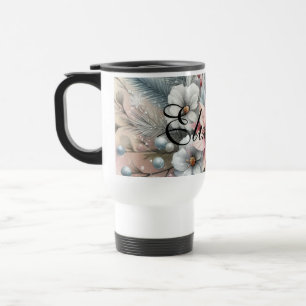 Vintage Wasserfarben Weihnachtsblumen und Ornament Reisebecher