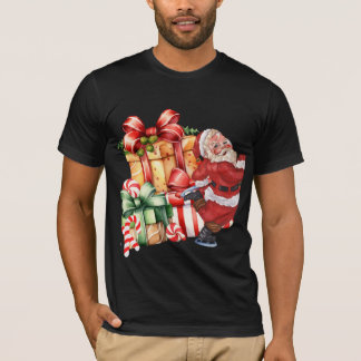 Vintage-Wasserfarben-Weihnachtsmann-Eislaufen-Weih T-Shirt