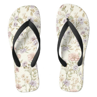 Vintage-Wasserfarben-Wildblumen-Nahtloses Muster Flip Flops