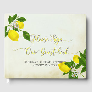 Vintage Wasserfarben-Zitronen Wedding-The Barefoot Gästebuch