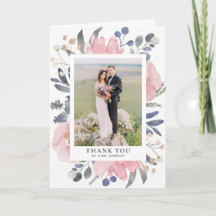 Vintage Wasserfarbenfrohe Blume Hochzeit Dankeskarte