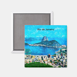 Vintage-Wasserfarbenmalerei von Rio de Janeiro Magnet
