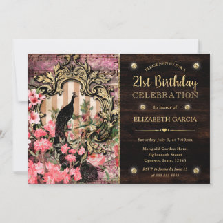 Vintage Wasserfarbenpfeife und Blume Geburtstag Einladung