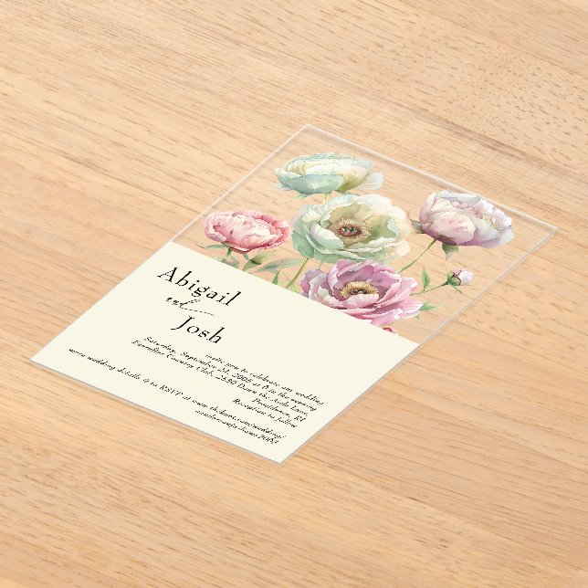 Vintage Wasserfarbenpione Moderne Hochzeit Acryleinladungen (Ablage )