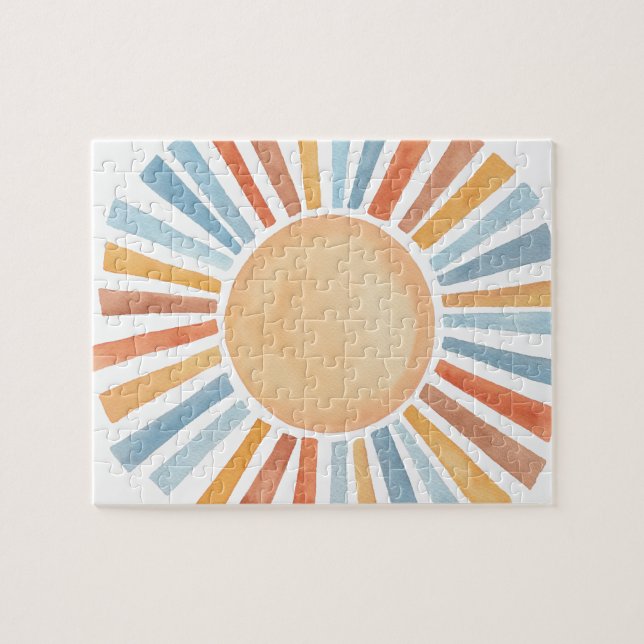Vintage Wasserfarbensonne Puzzle (Horizontal)