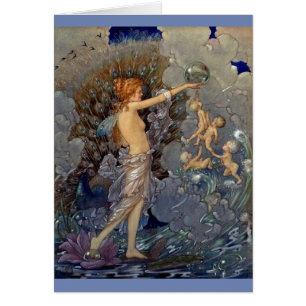 Vintage - Wasserfee spielt mit Babys,