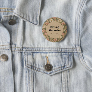 Vintage Wasserlotus Botanisches Blumenmuster Button
