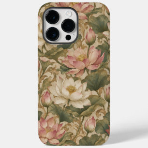 Vintage Wasserlotus Botanisches Blumenmuster Case-Mate iPhone 14 Pro Max Hülle