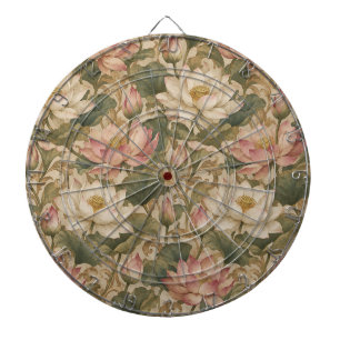 Vintage Wasserlotus Botanisches Blumenmuster Dartscheibe