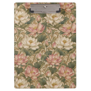 Vintage Wasserlotus Botanisches Blumenmuster Klemmbrett