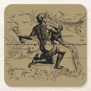Vintage Wassermann-Sternbild von Hevelius 1690 Rechteckiger Pappuntersetzer