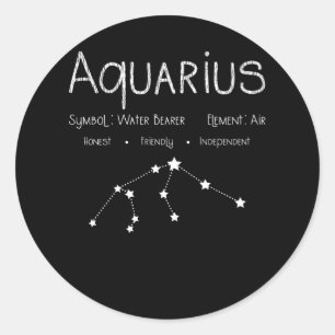 Vintage-Wassermann-Sternzeichen-Horoskop-Geburtsta Runder Aufkleber
