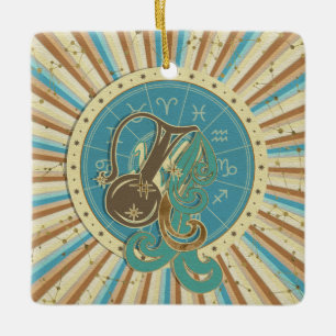 Vintage Wassermann-Sternzeichen-Kunst Keramikornament