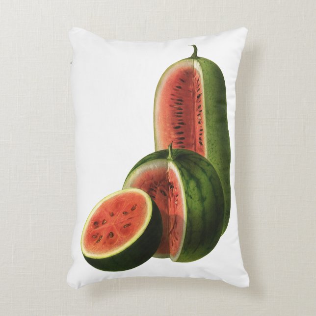 Vintage Wassermelonen Große Runde, Bio Lebensmitte Dekokissen (Vorderseite(Vertikal))