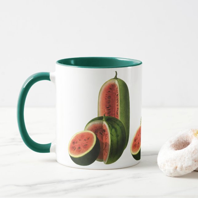 Vintage Wassermelonen Große Runde, Bio Lebensmitte Tasse (Mit Donut)