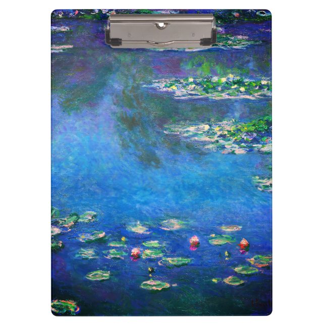 Vintage Water Lilies by Claude Monet Klemmbrett (Vorderseite)