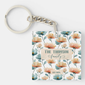 Vintage Watercolor Floral Family Heritage Schlüsselanhänger