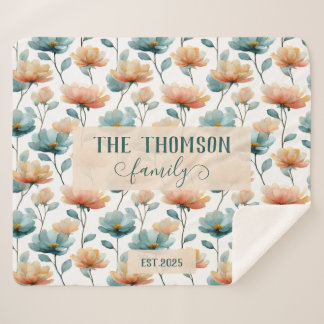 Vintage Watercolor Floral Family Heritage Sherpadecke