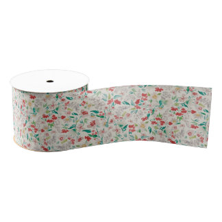 Vintage Watercolor Florals Winter Meadow (cream) Ripsband
