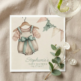 Vintage Watercolor Romper Baby Shower Serviette