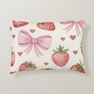 Vintage Watercolor Strawberry Decorative Pillow Dekokissen