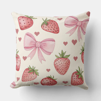 Vintage Watercolor Strawberry Decorative Pillow Kissen