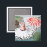 Vintage Waterlily Flowers, Waterlilies in a Pond Magnet<br><div class="desc">Vintage illustration botanical nature design featuring pink and white waterlily flowers floating in a pond.</div>