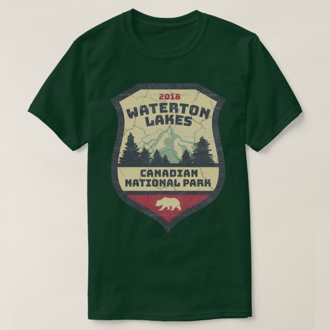 Vintage Waterton-Seen und Kanadischer Nationalpark T-Shirt (Design vorne)
