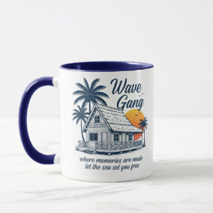Vintage Wave Gang Cabin Beach Tee Erinnerungen s Tasse
