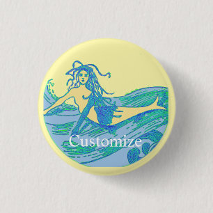 Vintage Waveriding Meerjungfrau Thunder_Cove Button