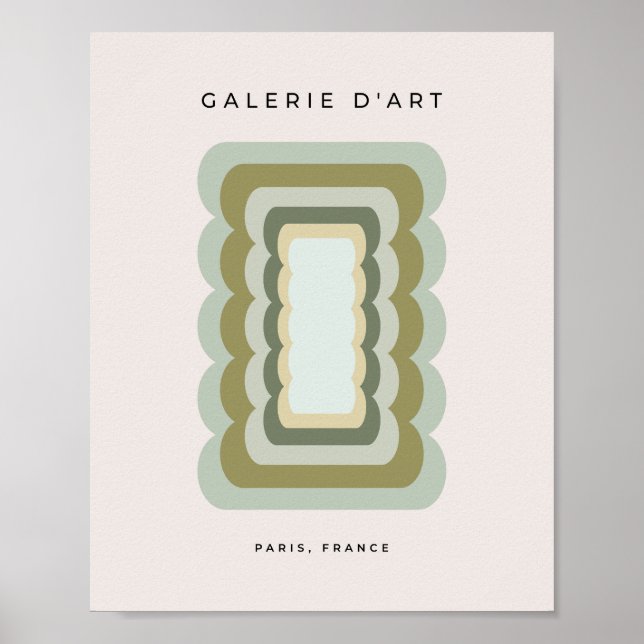 Vintage Wavy Lines setzen grün und beige Poster (Vorne)