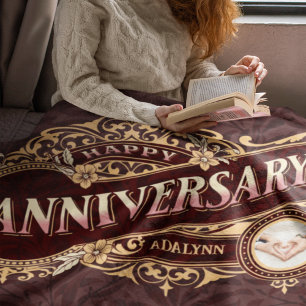 Vintage Wavy Typografie-Jubiläumsgeschenk Brown Sherpadecke