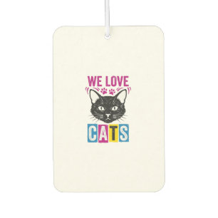 Vintage We Love Cats Katzen Gesicht Grafik T-Shirt Autolufterfrischer