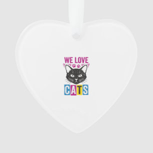 Vintage We Love Cats Katzen Gesicht Grafik T-Shirt Ornament