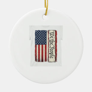 Vintage We the People Flag Patriotes Shirt Design_ Keramik Ornament