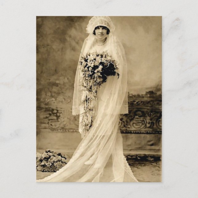 Vintage Wedding A Bride Postkarte (Vorderseite)