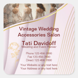 Vintage Wedding Accessoires Salon Goldene Lilie Quadratischer Aufkleber