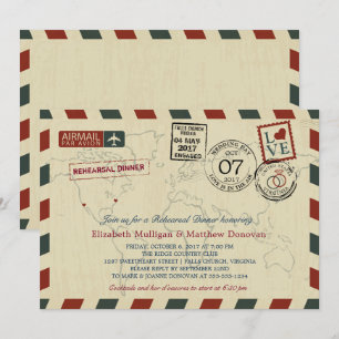 Vintage Wedding Airmail Probe Einladung