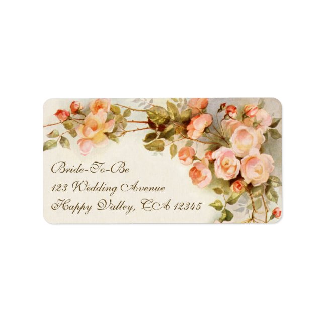 Vintage Wedding, antike Rosa Rose Blume Blumenstra Adressaufkleber (Vorne)