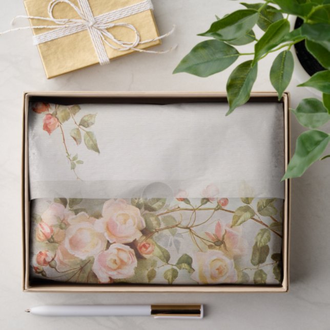 Vintage Wedding Antique Rosa Blume Seidenpapier (Geschenk)